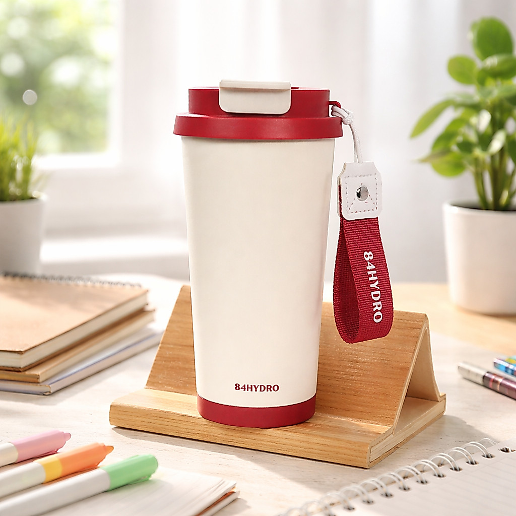 Ly giữ nhiệt tráng sứ cà phê 84HYDRO Đỏ Cổ Điển, dung tích 530ml, lõi tráng sứ | 84C530C
