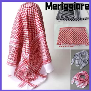 MERIGGIARE 1 Chiếc Khăn, Quấn Cổ Vuông Bandana Turban Hijab, Kafiya Keffiyeh Đa Năng Headwrap Ramadan Cầu Nguyện Mũ Khăn Choàng Kẻ Sọc Người Lớn