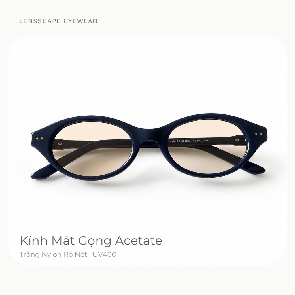 Kính mát nữ dáng oval gọng acetate UV400 dùng ban ngày