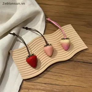 # HB # Kawaii 3D Dâu Nhựa Móc Khóa Túi Mặt Dây Chuyền Quyến Rũ, Đồ Trang Trí Bền Đẹp Đáng Yêu Cho Điện Thoại Dây Túi Xách Móc Khóa Quà Tặng Bé Gái.