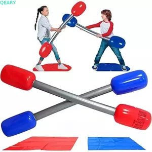 Que bơm hơi QEARY, có thảm Air Hammer Yard Game Sticks, Đồ chơi ngoài trời Màu xanh đỏ Trò chơi đấu sĩ PVC dễ thương Sticks Party Beach