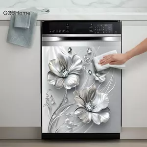 GCDHome Tự Dính Bạc Hoa Kim Cương Giả Decal Cho Tủ Lạnh Máy Rửa Chén DIY Nhà Bếp Stier Chống Thấm Nước Trang Trí Phụ Kiện HOT