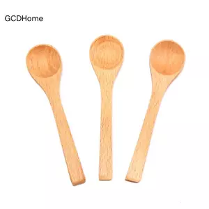 GCDHome 1X Gỗ Tròn Tre Thìa Canh Trà Cà Phê Muối Thìa Dụng Cụ Nhà Bếp Dao Kéo HOT