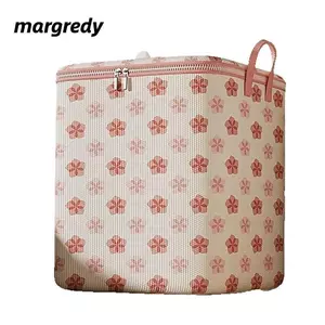 Thùng đựng quần áo MARGREDY, Dung tích lớn có tay cầm Túi đựng chăn bông, Có thể gập lại Hoa anh đào chống bụi di chuyển Túi đựng đồ gia dụng