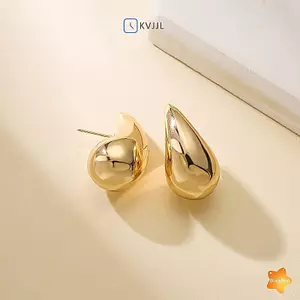 1 Cặp Vintage Tính Khí Vàng Bạc Chunky Dome Thả Bông Tai Dành Cho Nữ Hợp Kim Bóng Thi Giọt Nước Bông Tai Nhẹ Vòng Mới