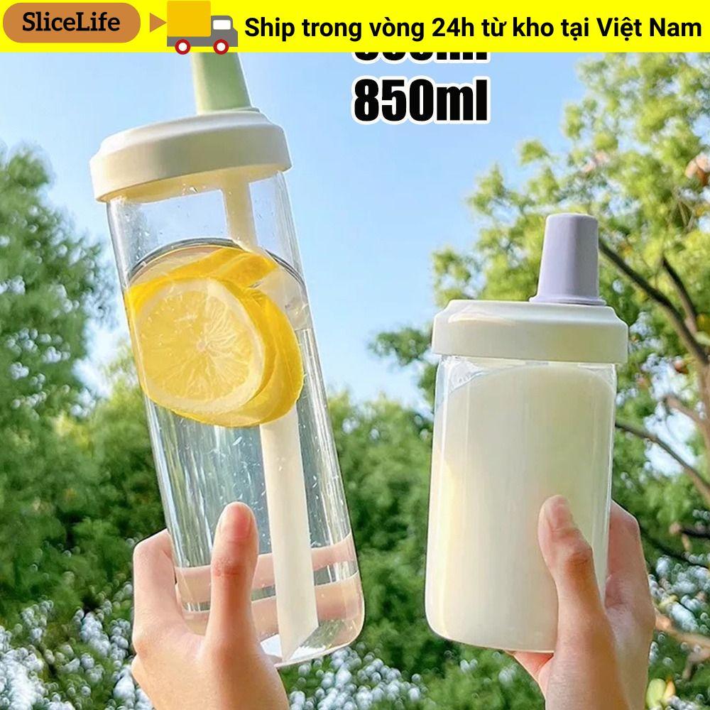 Chai Nước SLICELLIFE, Cốc Ống Hút Nhựa Trong Suốt, Đồ Uống Uống Straigh Cốc Dung Tích Lớn Có Nắp Ống Hút Nước Sữa