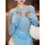 Milyfashion Xanh Chấm Bi Áo Thun Dài Tay Mỏng Chống Nắng Mùa Hè Phong Cách Mới Ngắn Hàng Đầu BÉ TEE Kỳ Nghỉ 0IY8