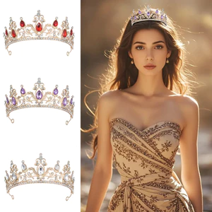 Vương Miện Mũ Cô Dâu Kim Cương Giả Pha Lê Cô Dâu Cưới Bạc Ánh Sáng Vàng Trưởng Thành Vương Miện Băng Đô Mũ Đội Đầu