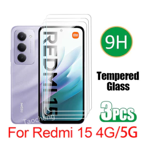 3 Miếng Dán Kính Cường Lực Cho Redmi 15 4G 5G 2025 Bảo Vệ Màn Hình Điện Thoại Full Cover Màn Hình Trong Suốt Phim Bảo Vệ Kính
