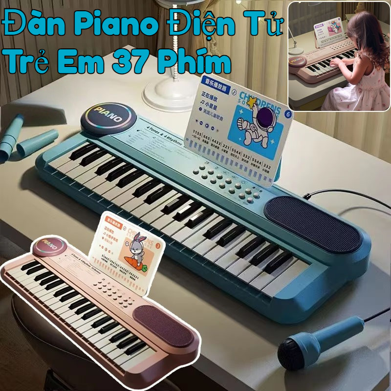 Đàn Piano Điện Tử Trẻ Em 37 Phím,Kèm Micro,Đàn Điện Tử,Đồ Chơi Âm Nhạc Dành Cho Bé