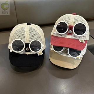 Mũ bóng chày cho bé ROLY, có kính râm có thể tháo rời Mũ chống nắng thoáng khí cho trẻ sơ sinh, Lưới chống nắng có thể điều chỉnh cho trẻ mới biết đi Mũ trẻ em bé trai bé gái