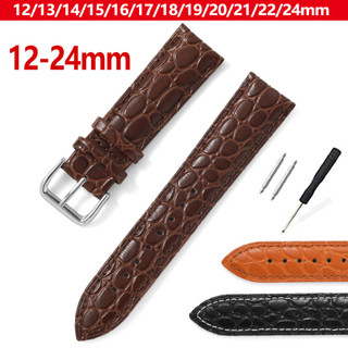 Dây đeo đồng hồ họa tiết cá sấu 12-24mm Dây đeo đồng hồ bằng da thật 12 / 13 / 14 / 15 / 16 / 17 / 18 / 19 / 20 / 21 / 22 / 24mm Vòng đeo tay đồng hồ dành cho nam nữ