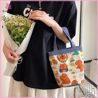 Túi đựng hộp cơm trưa Graffiti họa tiết động vật, Túi Bento di động bằng vải Canvas [MỚI]