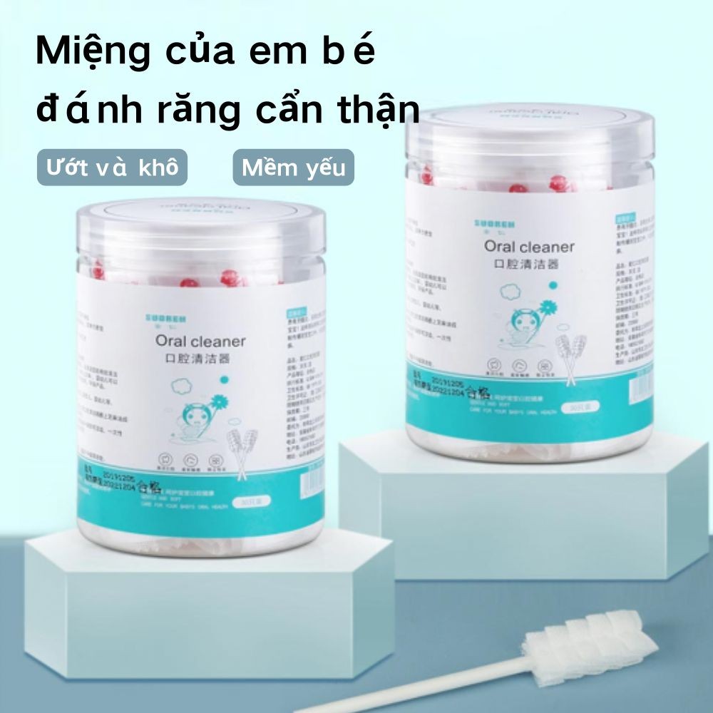Rơ Lưỡi Cho Bé Sơ Sinh, Gạc Tưa Lưỡi Cho Bé, 1 Hộp 30 Que Gạc Bông Tự Nhiên Chống Nấm Miệng, An Toàn Cho Bé