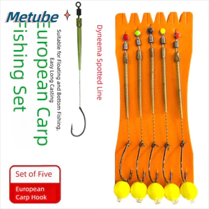 Móc câu cá chép Metube 5pcs, thiết bị câu sẵn sàng sử dụng, kích cỡ đa dạng từ #2 đến #12