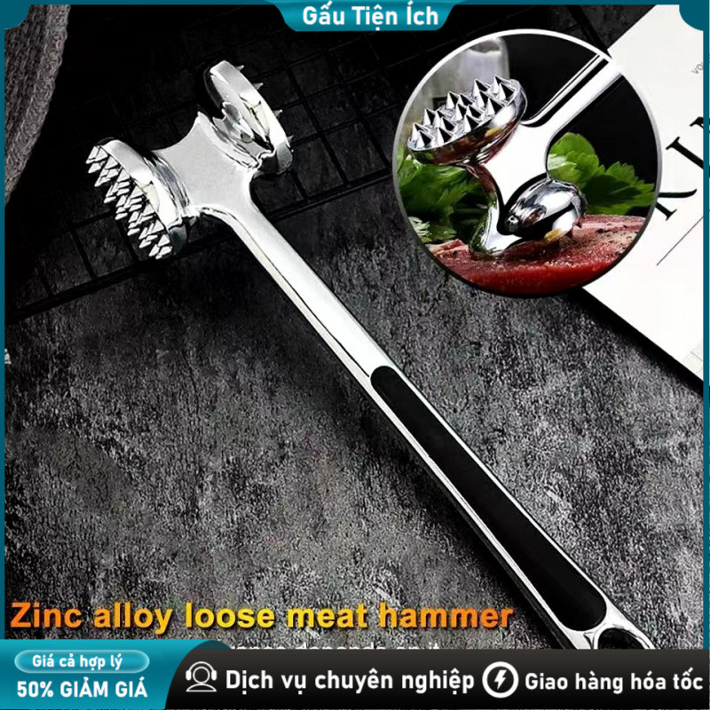 Búa Đập Thịt Gia Dụng Inox 304 Cao Cấp, Làm Mềm Thịt Dễ Dàng, Dùng Cực Bền
