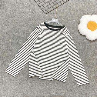 Áo thun Bigsize nữ form rộng tay dài kẻ sọc ngang , chất cotton co giãn thoải mái, basic 50-92kg - A296