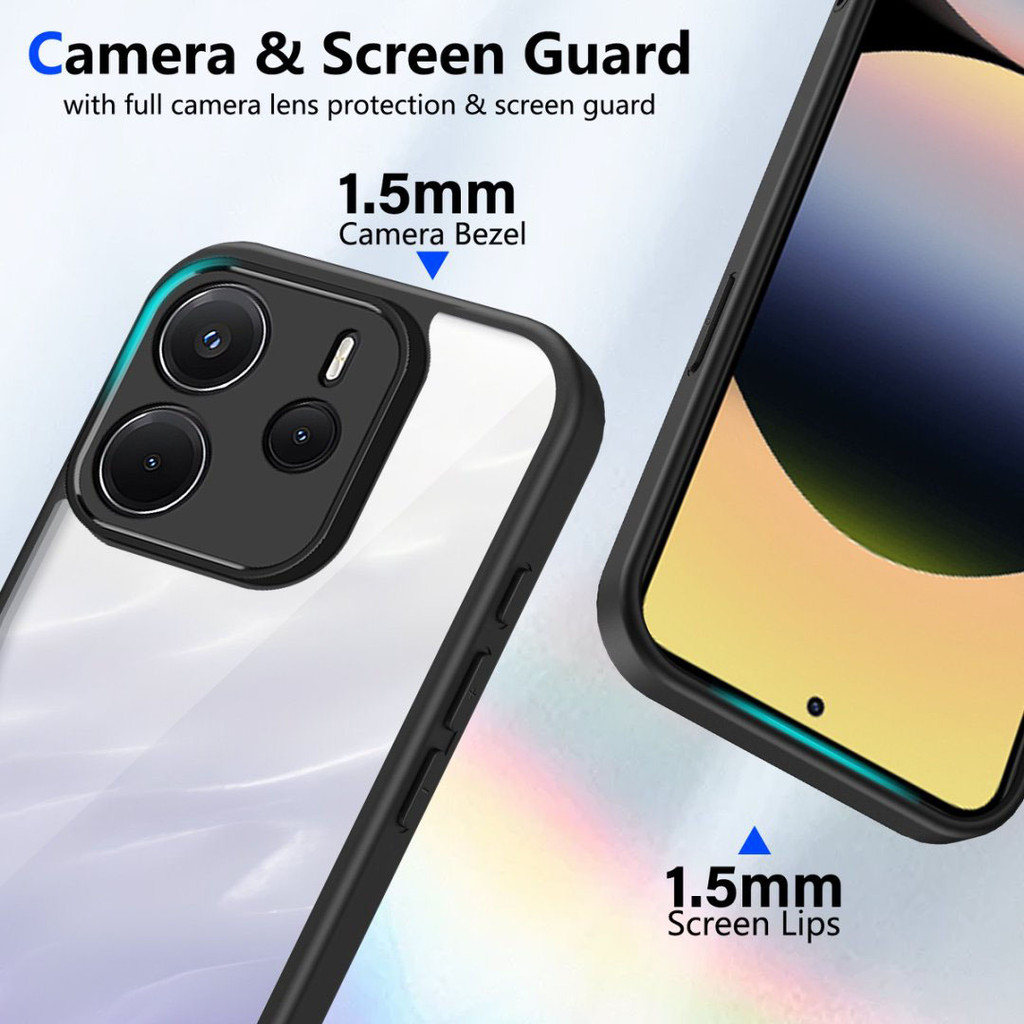 Ốp điện thoại 3 trong 1 Redmi Note 14 Bảo vệ chống rơi mờ với kính cường lực bảo vệ màn hình và màng ống kính cho Redmi Note 14 5G Note 14S Note 13 Pro 4G