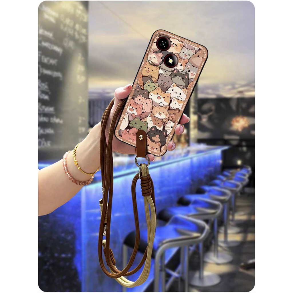 Ốp Điện Thoại Chống Thấm Nước Đeo Ngang Cho ZTE Blade A35E TPU Bọc Toàn Bộ Chống Va Đập Chống Bụi Bẩn Dây Chống Sốc Silicon Bảo Vệ Thiết Kế Thời Trang Ốp Lưng Graffiti Bền Đẹp Dễ Thương