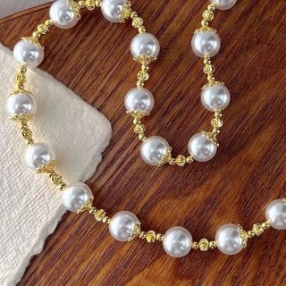 [ DAISYN ] N1037 vòng cổ ngọc trắng vàng sang trọng , dây chuyền ngọc trai nhân tạo , chuỗi hạt ngọc