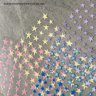 [savemoneyeveryday] Nhãn dán nghệ thuật làm móng tay ngôi sao bạc Laser đơn giản Ba chiều đầy màu sắc tự dính Ngôi sao Decal tự dính Diy Làm móng tay Star Slider [vn]