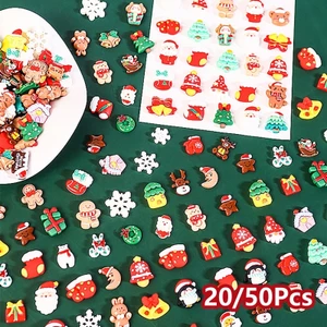 20 / 50 Chiếc DIY Móng Tay Lễ Hội Trang Trí Giáng Sinh Phụ Kiện Chuông Người Tuyết Giáng Sinh Nhựa