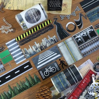 JIANWU 60mm * 200cm Km Biên Giới Series Vintage Thành Phố Đường Cảnh Vật Liệu Cắt Băng PET Tạp Chí Sáng Tạo Văn Phòng Phẩm