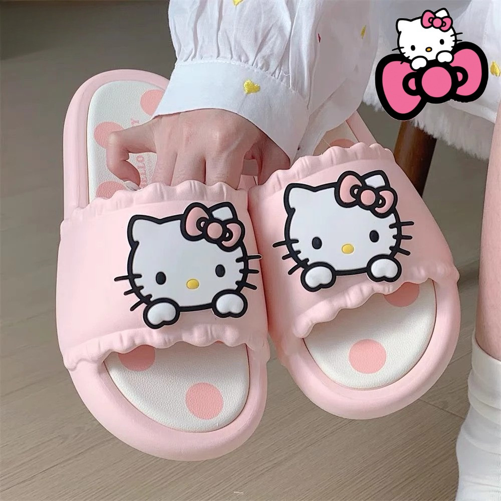 Dép Đi Trong Nhà Hello Kitty Cao Su Eva Êm Chân Mềm Nhẹ Chống Trơn Trượt, Dép Nhà Tắm Văn Phòng Thoáng Khí