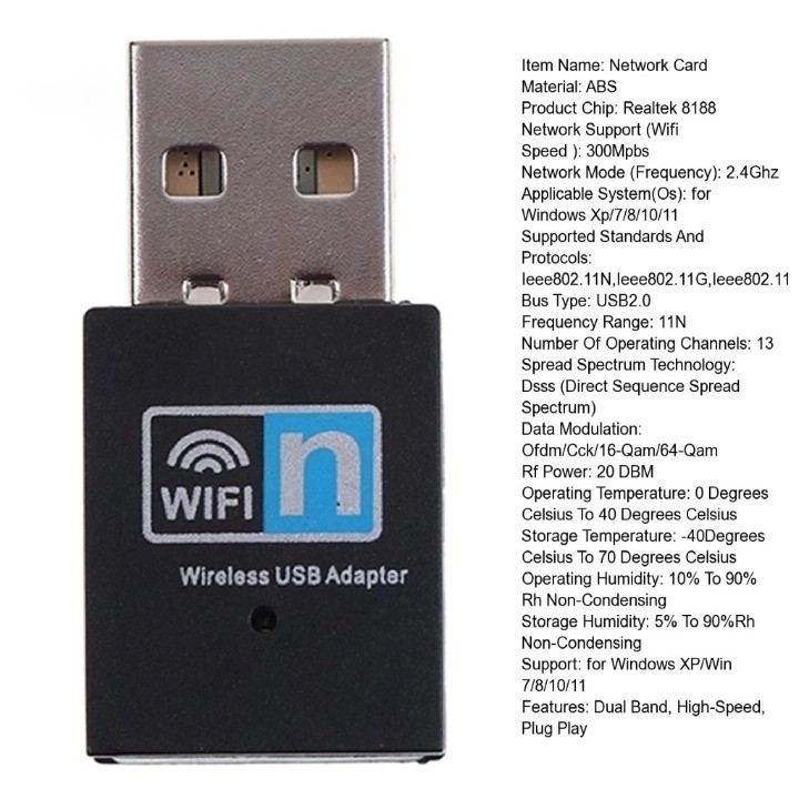 USB Thu Sóng Wifi Và Bluetooth Hỗ Trợ Tốc Độ Mạng 2.4G - 150Mbps, Tiện Dụng Cho PC Và Laptop Lỗi