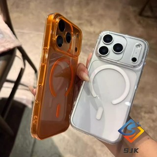 Ốp Điện Thoại Từ Tính Trong Suốt Màu Cam Vũ Trụ Cho IPhone 17 Pro Max 17Air 12 13 14 15 16 Pro Max Vỏ Pc Siêu Mỏng Vỏ Chống Sốc