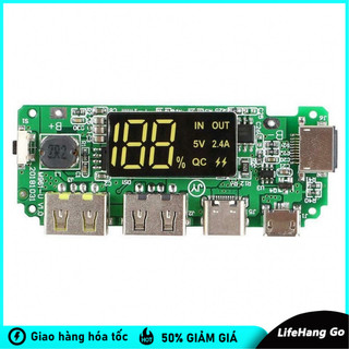 Mạch Sạc Dự Phòng QC 3.0 Có LCD Hiển Thị, Nhiều Cổng USB/Type-C, Hỗ Trợ Đa Giao Thức Sạc Nhanh Samsung/Apple/Huawei