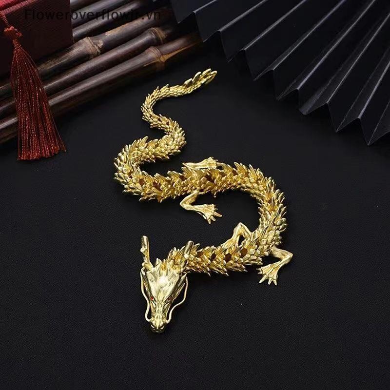 FJ Tượng Rồng Quà Tặng Sáng Tạo Hợp Kim 3D Rồng Có Thể Xoay Rồng Thủ Công Món Quà Trang Trí HOT