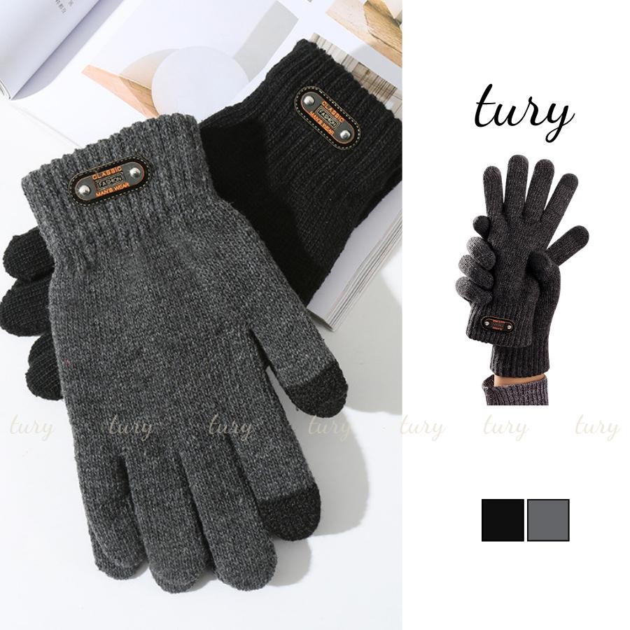 Găng tay len Nam Nữ Unisex - Tury-  Bao tay CLASSIC giữ ấm cảm ứng điện thoại họa tiết trơn thời trang Thu Đông - GT030