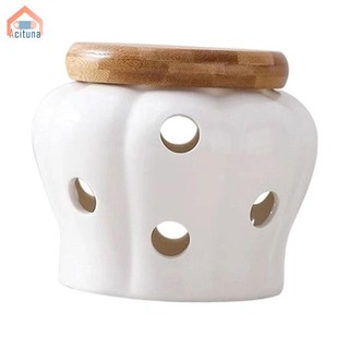 Hộp đựng tỏi Hộp đựng nồi hình bí ngô rỗng có nắp tre bằng gỗ Hộp tròn Cellar Nồi cho nhà bếp