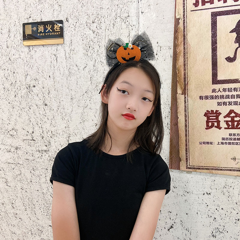 Halloween Trẻ Em Đầu Cam Nơ Kẹp Tóc Ngộ nghĩnh Phù Thủy Phụ Kiện Tóc Hoạt Hình Trẻ Em Băng Đô Bán Buôn 25.9.25