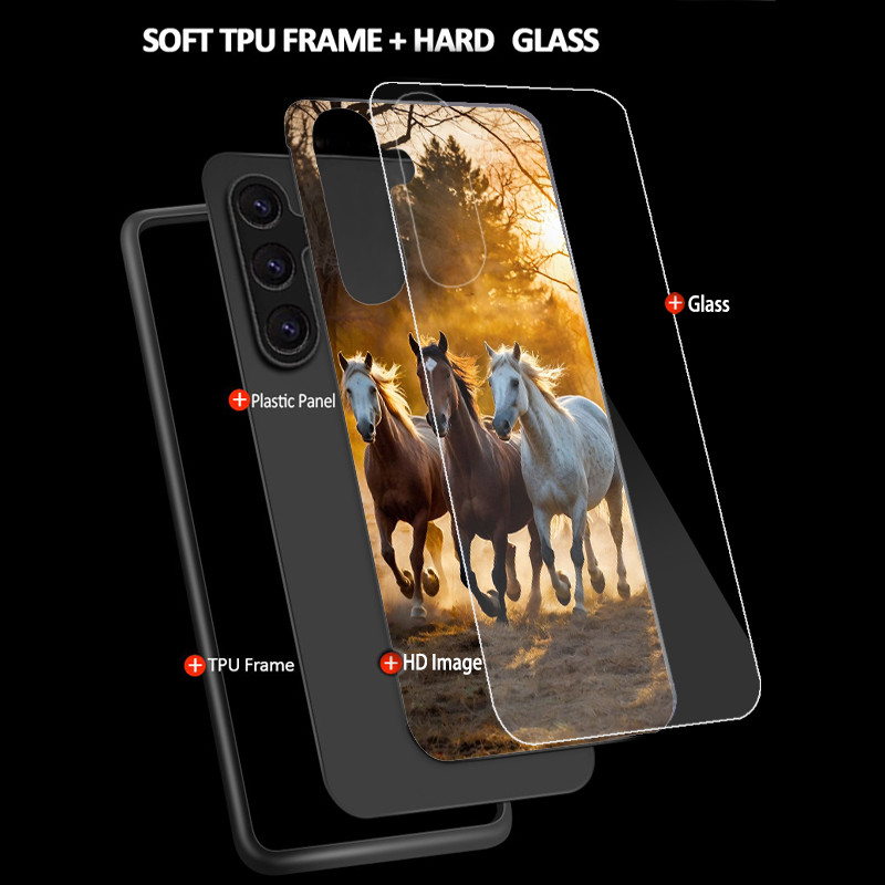 Ốp Điện Thoại Thủy Tinh Ngựa 04 Cho Samsung Galaxy A14 A16 A30 A22 A32 A33 A15 A35 A42 A55 A56 4G A52 A53 A54 A70 A71 A72 A73 5G