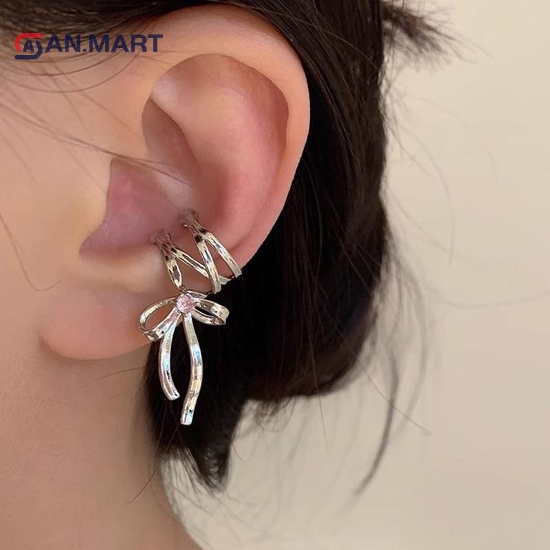 Bigdealssuper 1 Cái / Cặp Vintage Punk Nơ Ruy Băng Tai Kẹp Bông Tai Dành Cho Nữ Cô Gái Thời Trang sel Chống Tai Vòng Đeo Trang Sức Dự Tiệc Quà Tặng Siêu