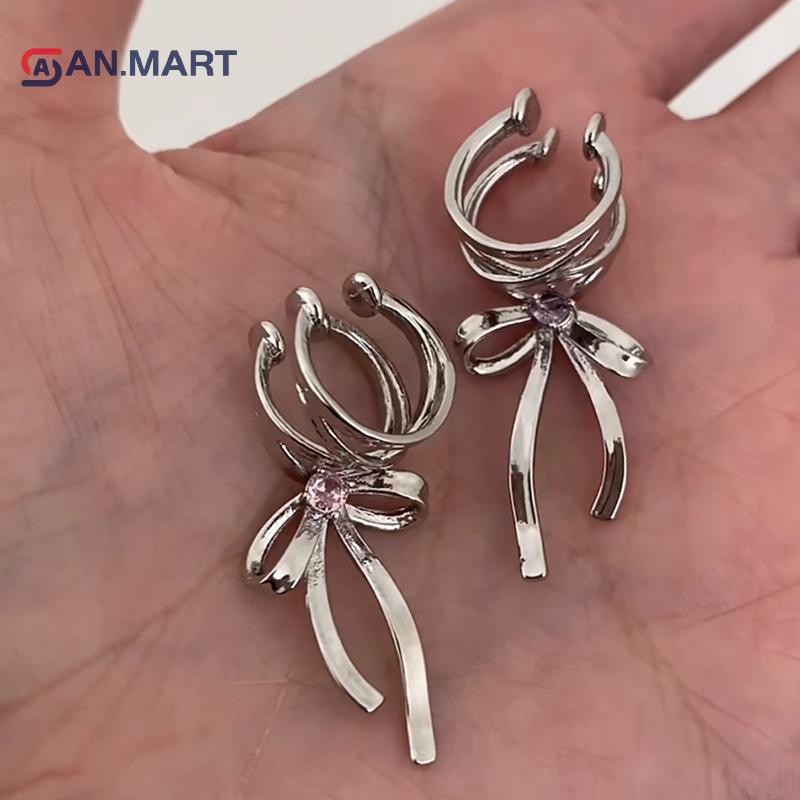 Bigdealssuper 1 Cái / Cặp Vintage Punk Nơ Ruy Băng Tai Kẹp Bông Tai Dành Cho Nữ Cô Gái Thời Trang sel Chống Tai Vòng Đeo Trang Sức Dự Tiệc Quà Tặng Siêu