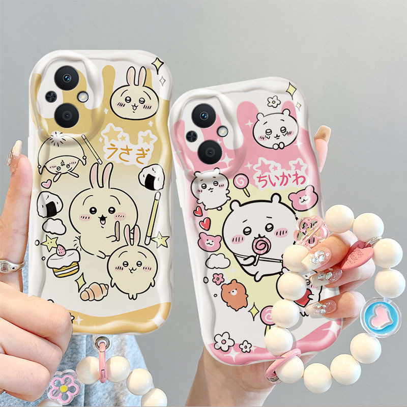 Ốp Lưng Điện Thoại Redmi Note 14 Pro Max 4G 5G 10S 9S A5 Dễ Thương Chiikawas Cổ Tay Dây Chuyền Vòng Tay Trong Suốt Sóng Bên Silicon Hoạt Hình