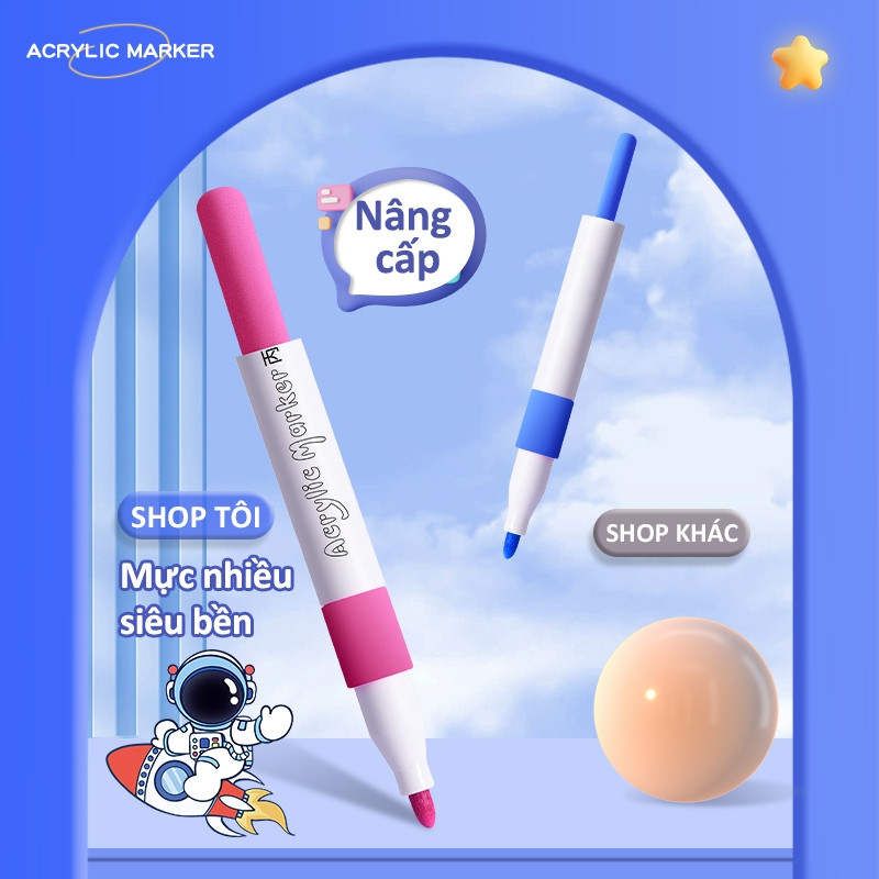 Bút Vẽ Acrylic Marker Hộp 60 Màu Phi Hành Gia – Bút Màu Vẽ Đa Năng Trên Mọi Chất Liệu Họa Cụ Cho Bé Khám Phá