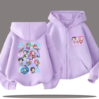 Trẻ Em Kpop Demon Hunters Áo Khoác Zip Up Áo Anime Hoạt Hình In Hình Thời Trang Áo Khoác Thường Ngày