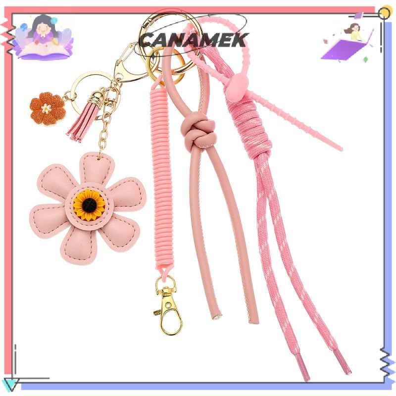 CANAMEK 1 Người Phụ Nữ Mới Da Móc Khóa Túi Hướng Dương Quyến Rũ Mặt Dây Chuyền Thời Trang DIY Phụ Kiện Quà Tặng CSF