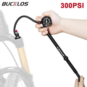 BUCKLOS Máy Bơm Xe Đạp Nĩa Khí Phía Sau 300psi Máy Bơm Hơi Sốc Di Động Áp Lực Cao Máy Bơm Không Khí Bằng Tay Có Đồng Hồ Đo MTB Xe Đạp Đường Bộ Dụng Cụ