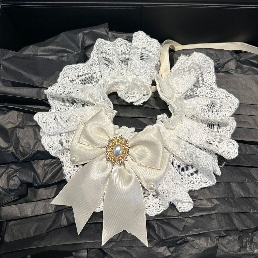 【Ready Stock】 Popular White Wedding Dress Pet's Saliva Towel Cat Wedding Bow Collar Dog Senior Bib and Neckerchief Bib HTl1