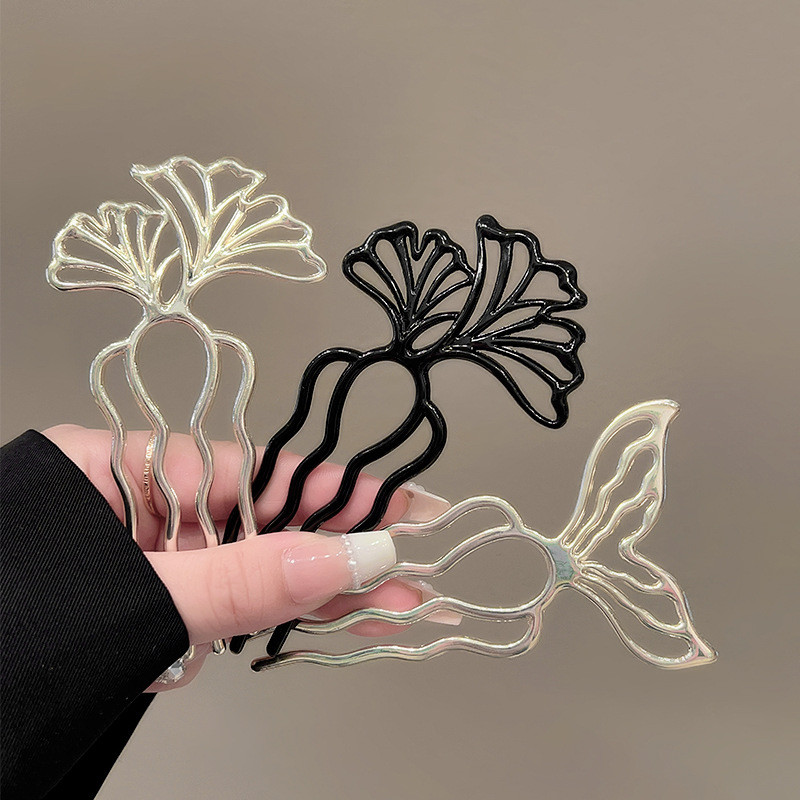 Kẹp tóc ginkgo cao cấp, kẹp đuôi cá, kẹp cuộn bóng hiện đại, dụng cụ tạo kiểu tóc đơn giản phong cách Trung Hoa