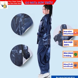 K33_Bộ áo mưa nhựa PVC kiểu mới K33 Sơn Thủy, Siêu dai, Siêu chống thấm, nhựa nguyên sinh không mùi dobaoholaodonghn