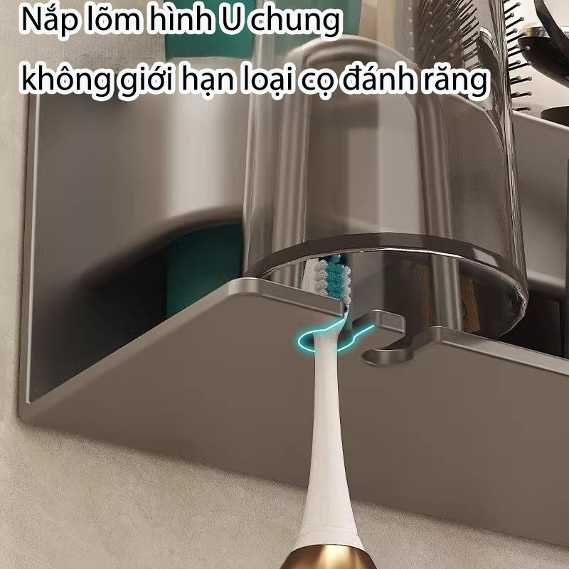 Giá để bàn chải đánh răng dán tường, Nhôm Hàng Không, Không Khoan Đục, chống gỉ chịu lực cực tốt