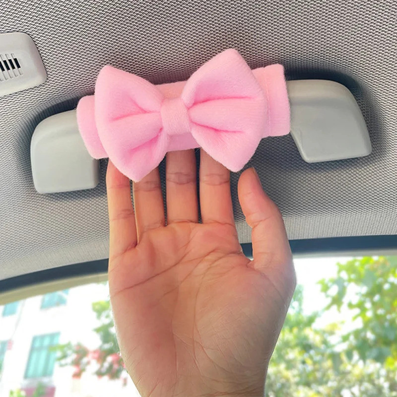 Kiểu Dáng Xe Mái Tay Vịn Có Dây Nơ Dễ Thương Mềm Da Lộn Vỏ Bảo Vệ Mái Ô Tô Tay Cầm Bao Phụ Kiện Nội Thất Ô Tô
