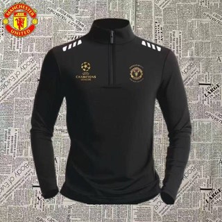 European Champions League New Real Madrid Quick-Drying Sports Long-Sleeved Men's Football Training Half Zipper T-shirt Breathable Casual Stand Collar Top kIly