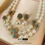 Thời Trung Cổ vintage Hình Bầu Dục Kim Cương Đôi Ngọc Trai Vòng Cổ Ánh Sáng Sang Trọng Niche Áo Len Dây Chuyền Retro Bộ Trang Sức 2026-6-11